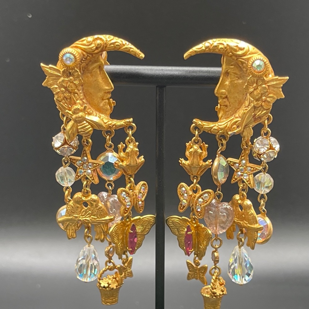 Kirk’s Folly Moon & Butterfly ~ RARE ~ CLIP ON EARRINGS